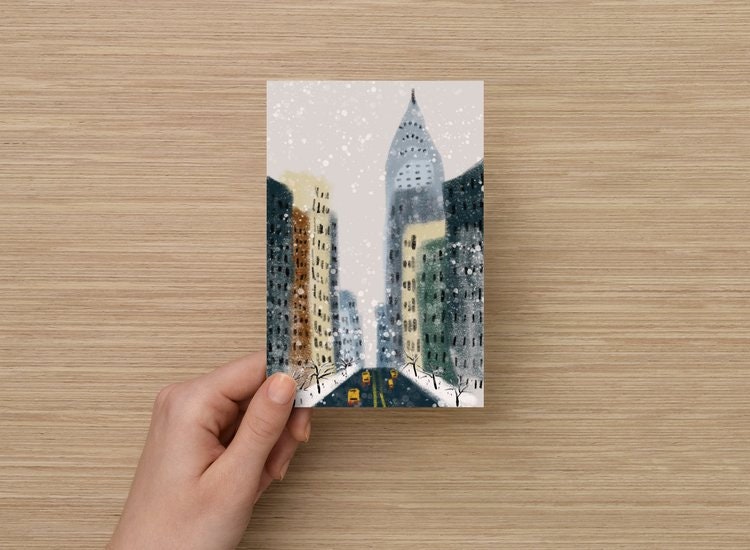 NYC Christmas Postcards Set