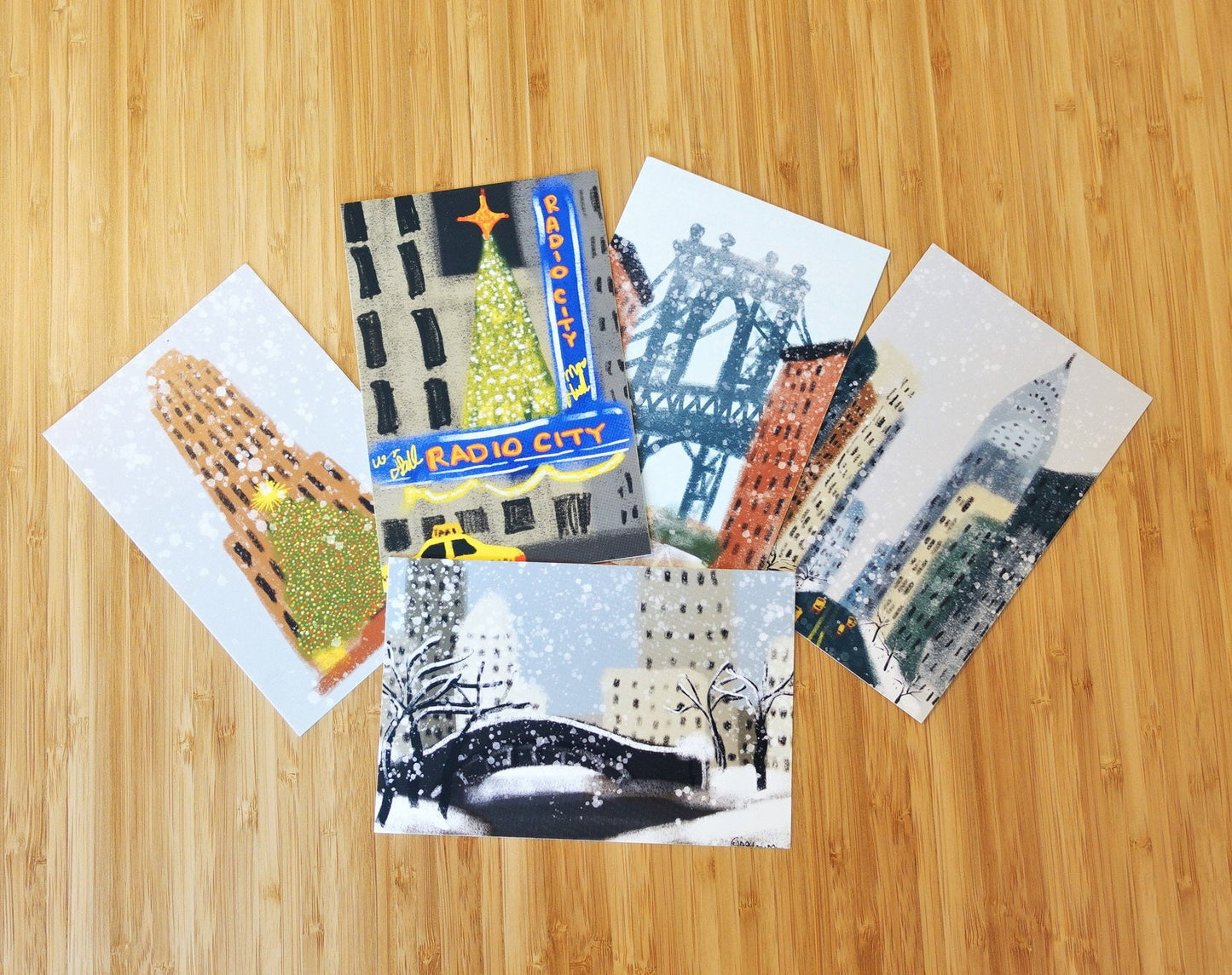 NYC Christmas Postcards Set